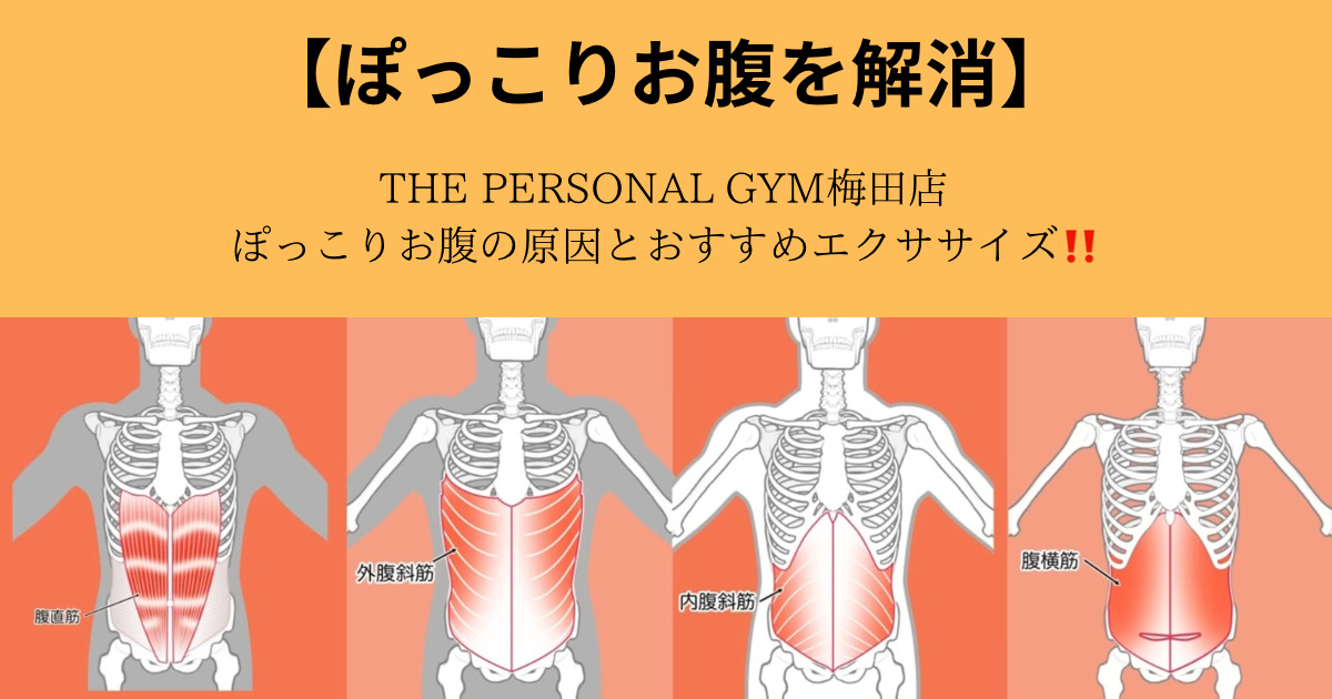 【夏までに間に合う‼️】THE PERSONAL GYM梅田店が教えるぽっこりお腹改善のトレーニングをご紹介！