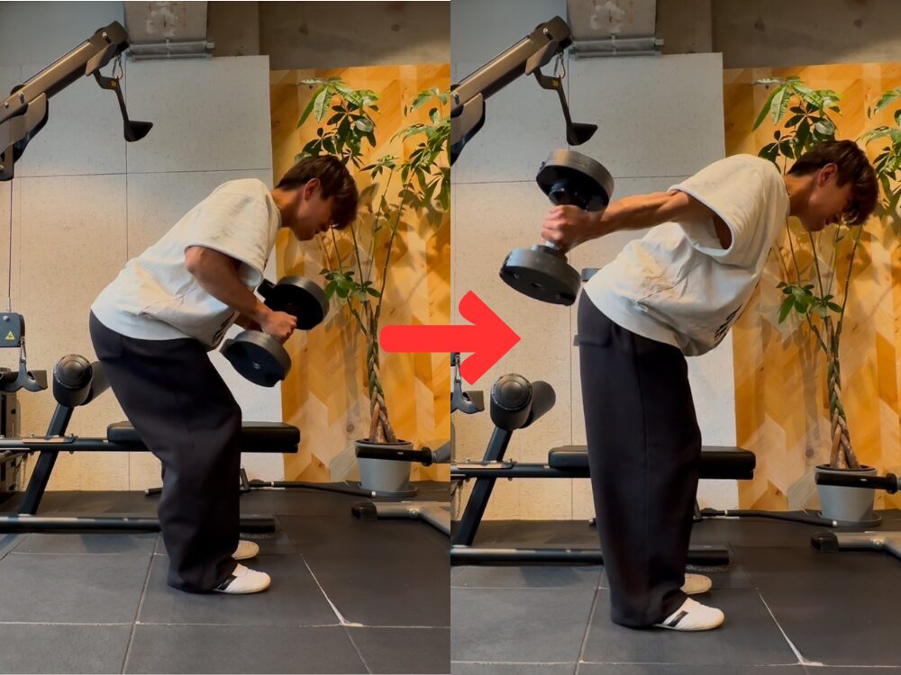 腕のトレーニングを行っている様子