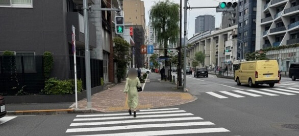 一つ目の横断歩道を渡り直進します。