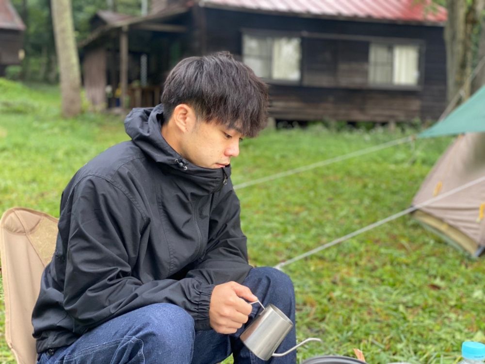 キャンプ中の大栗
