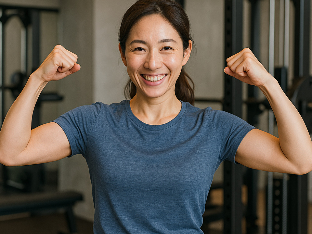 女性のガッツポーズ