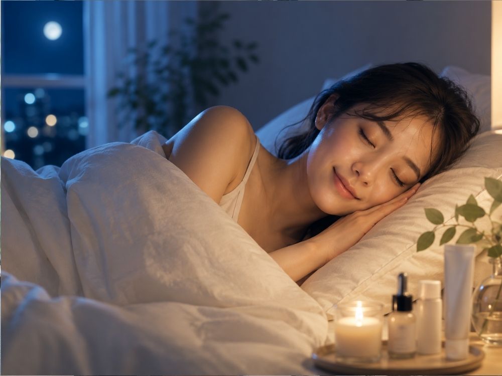 女性が睡眠している画像