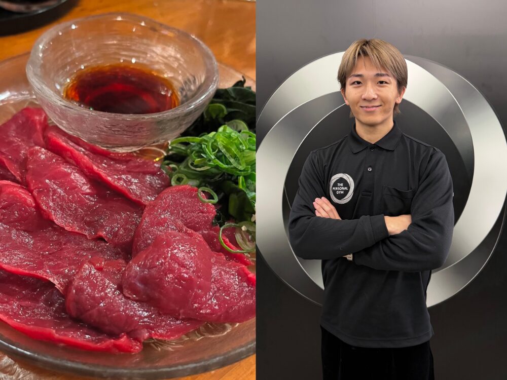 肉と西田トレーナーの写真