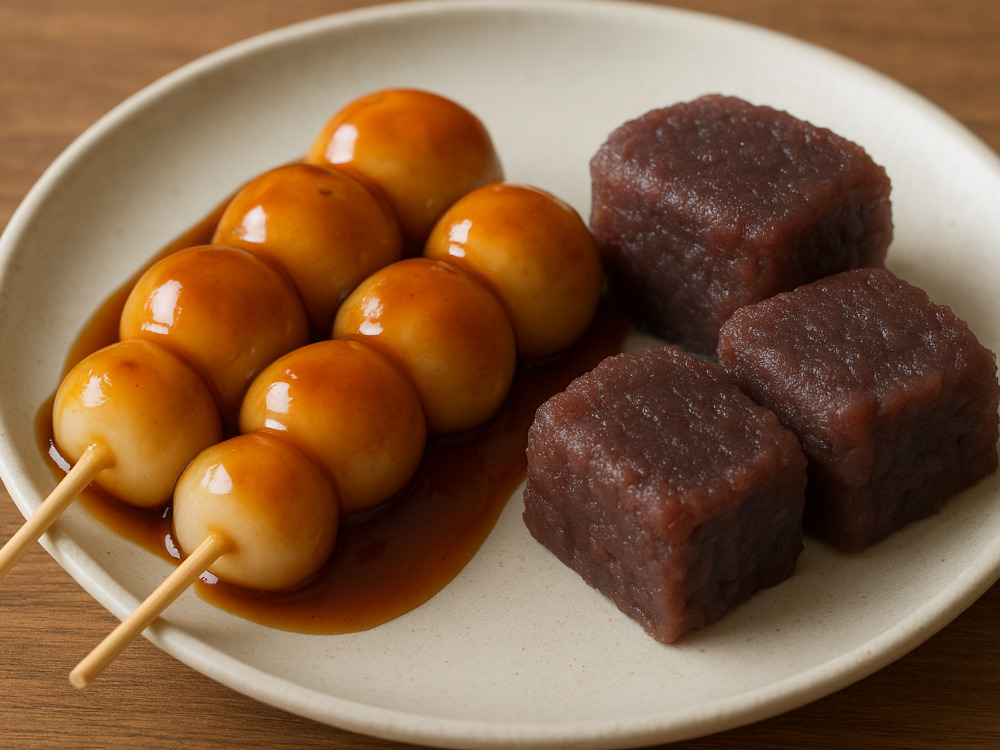 みたらし団子とあまなつとの画像