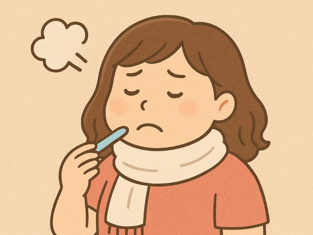 風邪気味の女性の写真