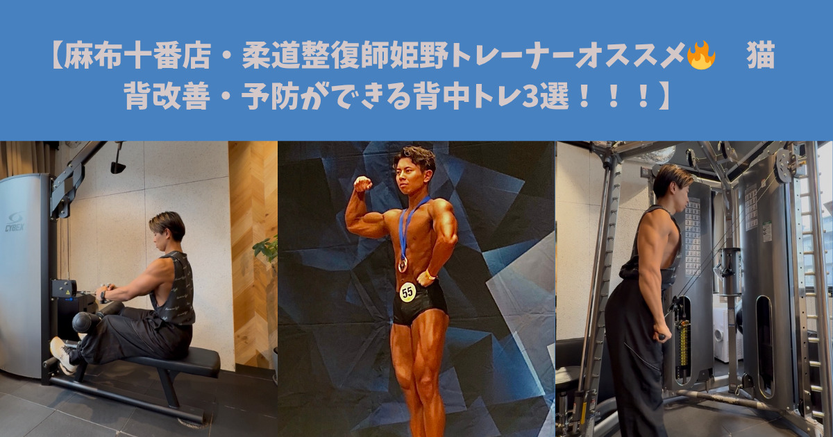 【麻布十番店・柔道整復師姫野トレーナーオススメ🔥猫背改善・予防ができる背中トレ3選！！！】