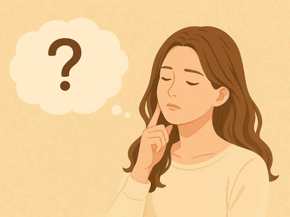 考え事をしている女性のイラスト