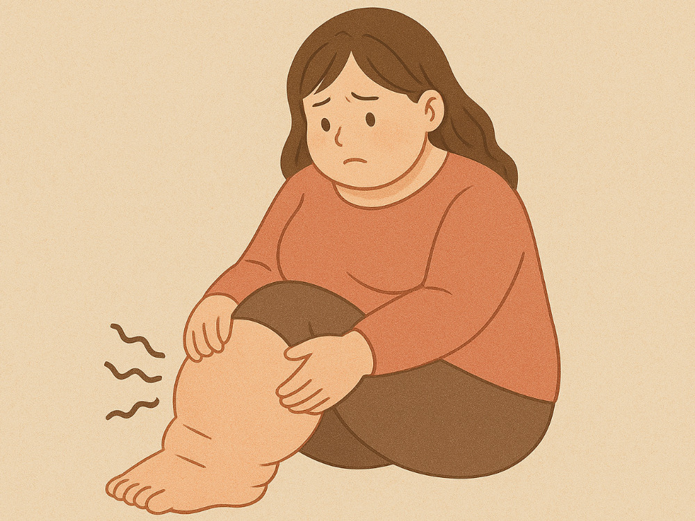 足が浮腫んでいる女性の写真