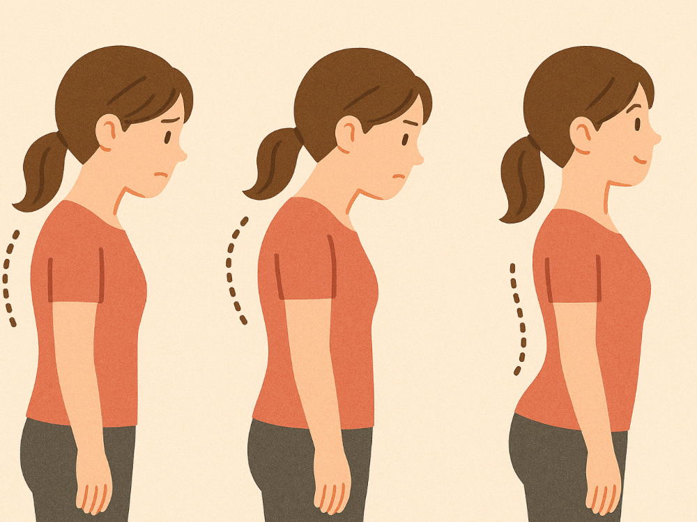 姿勢不良の女性の画像