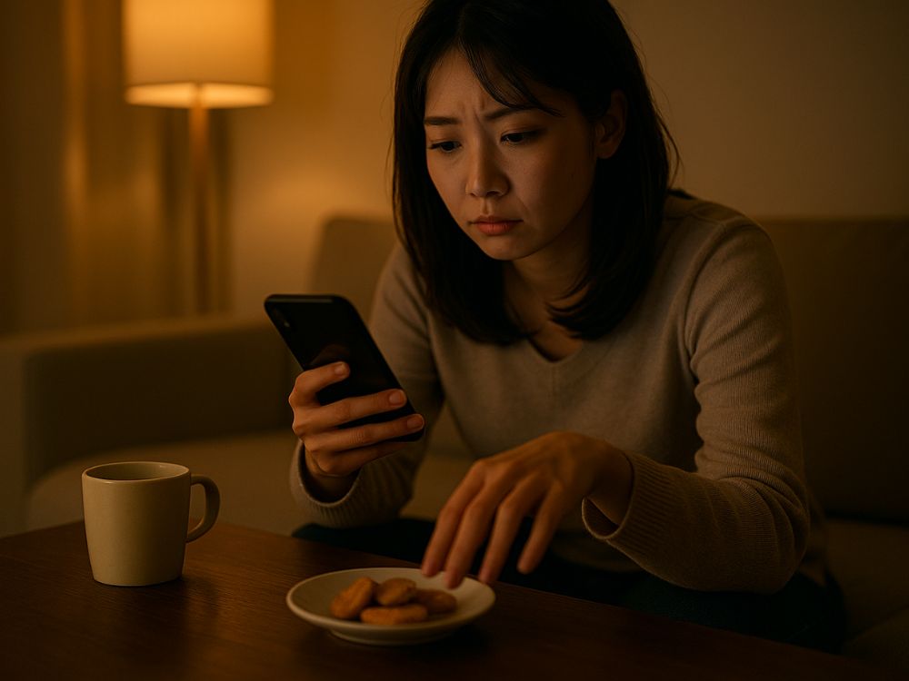 クッキーに手を伸ばす女性