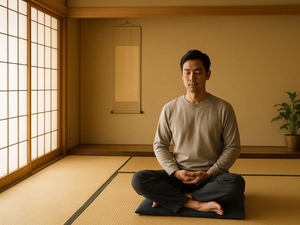 瞑想を行う男性