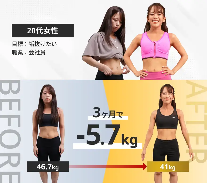 3ヶ月で−5.7kg｜20代会社員女性の垢抜けビフォーアフター