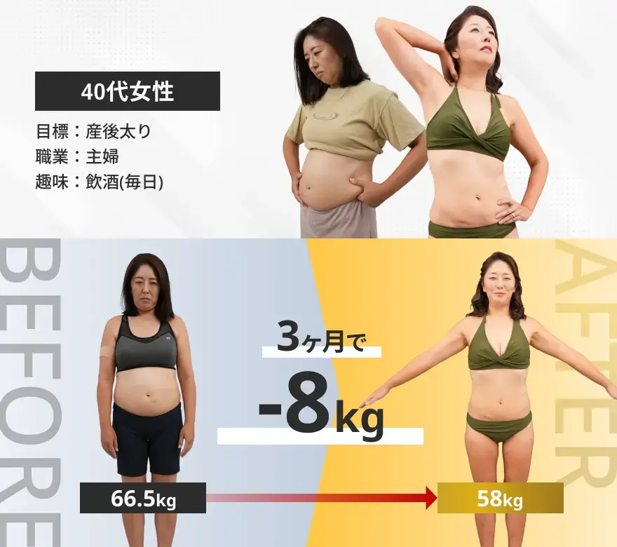 3ヶ月で−8kg｜40代主婦・産後太りのビフォーアフター
