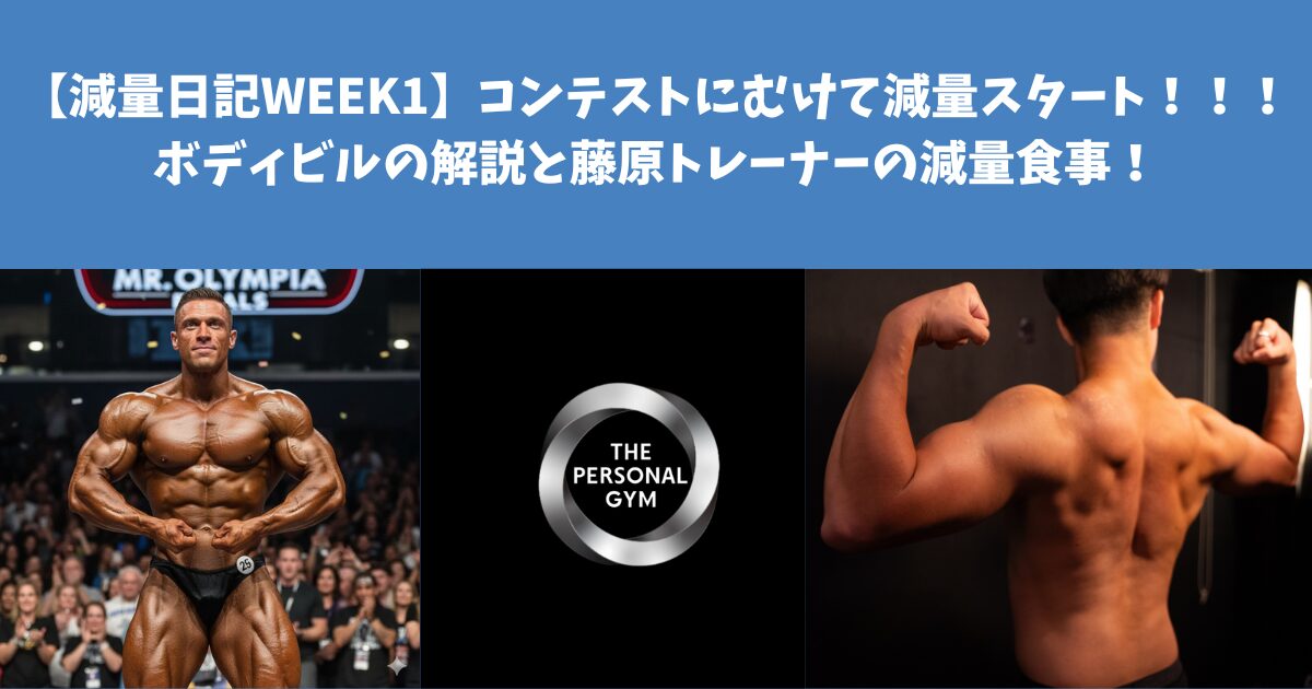 【減量日記WEEK1】コンテストにむけて減量スタート！！！ボディビルの解説と藤原トレーナーの減量食事！