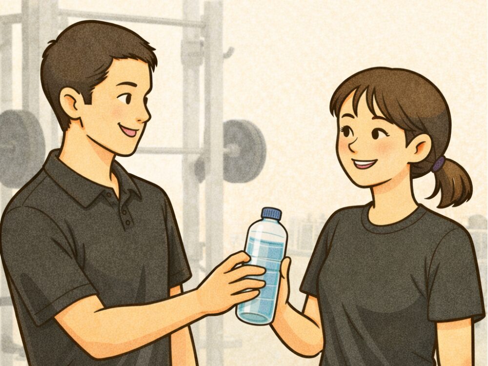 水分補給を促すスタッフ