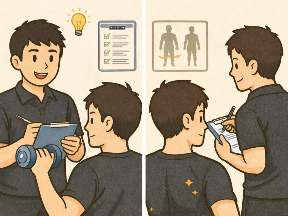 フォームと身体の変化を毎回チェックするトレーナー