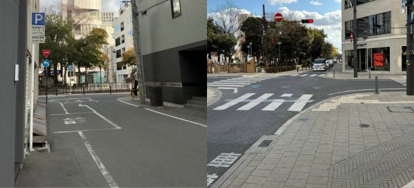 直進して、突き当たりを右に曲がり、交差点を左に進みます!