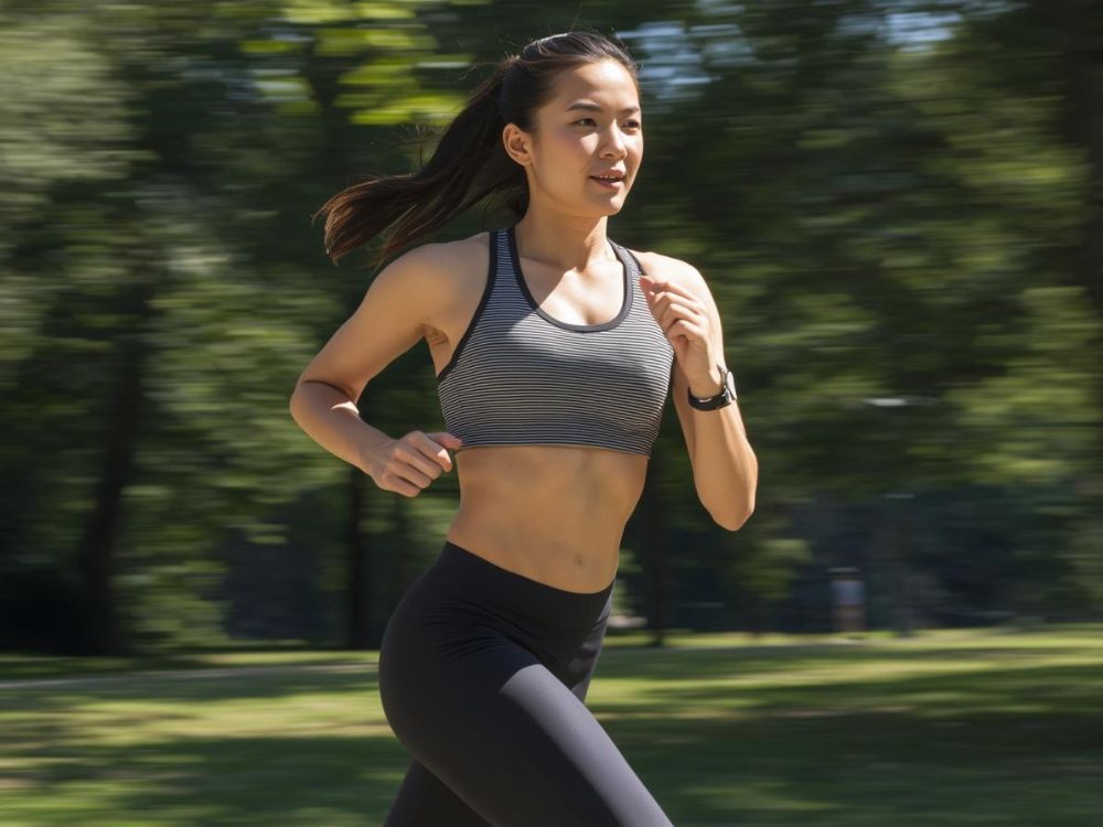 運動をしている女性