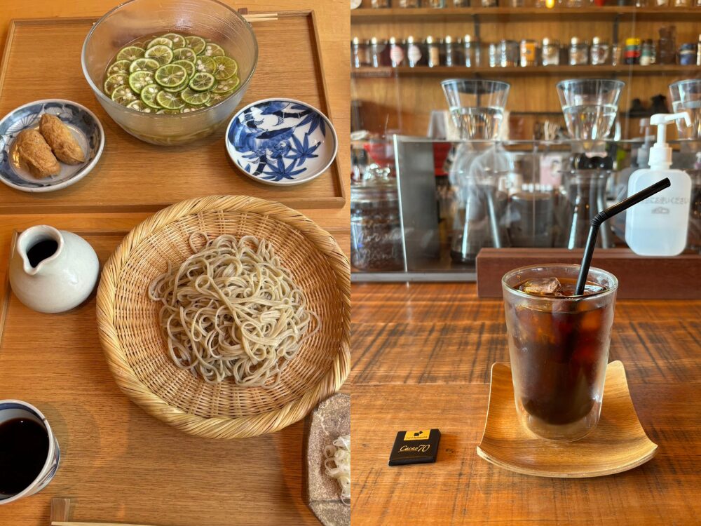 三重県菰野町にある蕎麦屋の写真と愛知県津島市にあるコーヒー屋の写真