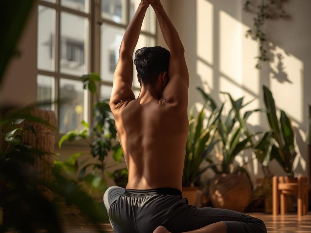 ストレッチしている写真