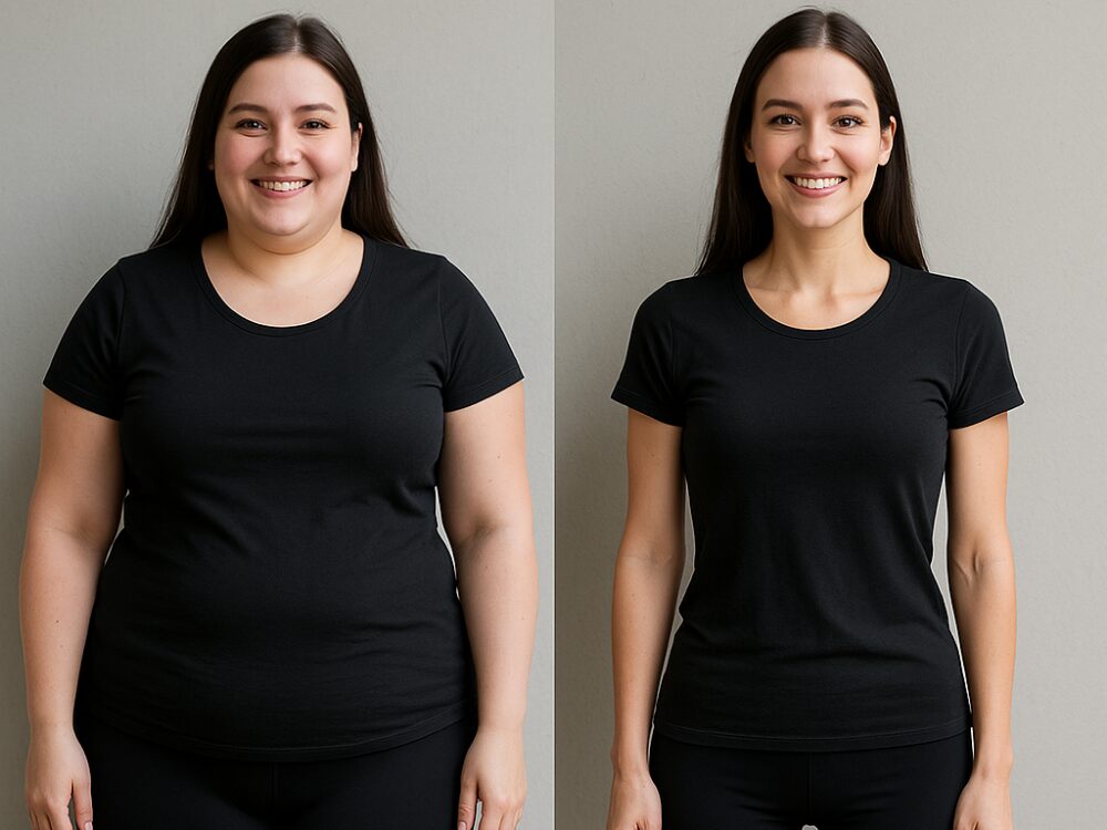 産前と産後の女性の写真