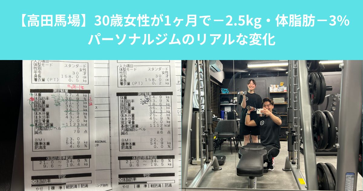 【高田馬場】30歳女性が1ヶ月で−2.5kg・体脂肪−3%｜パーソナルジムのリアルな変化