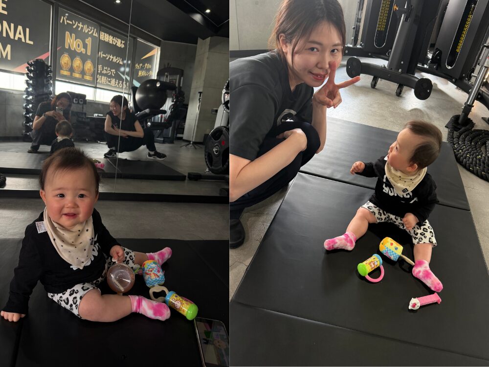 お母さんと息子さんでジムに通っている写真