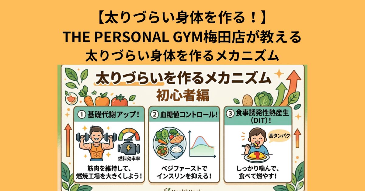 THE PERSONAL GYM(ザ パーソナルジム)梅田店が教える太りづらい身体を作るには？【初心者編】