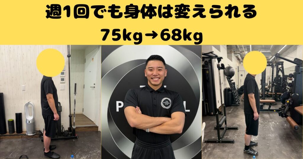 週一のパーソナルで身体は変わる｜75kg→68kg