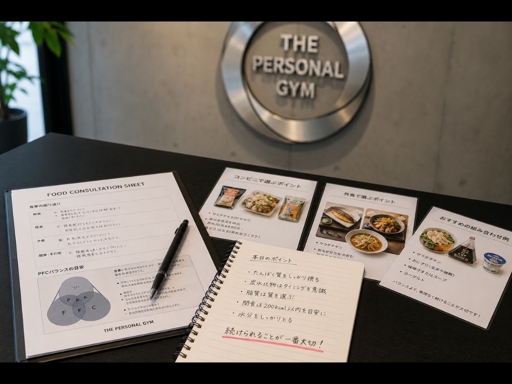 大宮のパーソナルジムで食事アドバイスを行っている様子