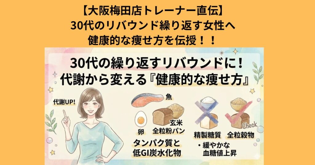 「大阪梅田店トレーナー直伝30代でリバウンドを繰り返す女性へ！代謝から変える、健康的な痩せ方とは」