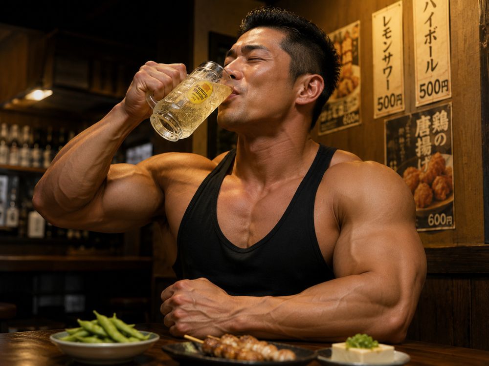 マッチョが酒飲んでる画像