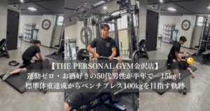 運動ゼロ・お酒好きの50代男性が半年で−15kg！標準体重達成からベンチプレス100kgを目指す軌跡