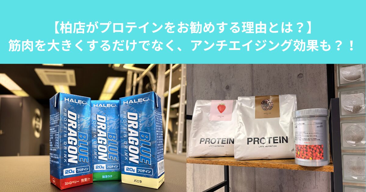 【柏店がプロテインをお勧めする理由とは？】筋肉を大きくするだけでなく、アンチエイジング効果も？！