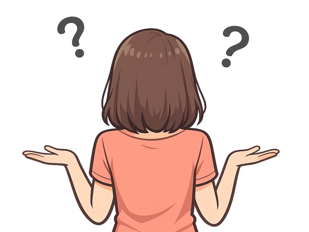 疑問符と女性