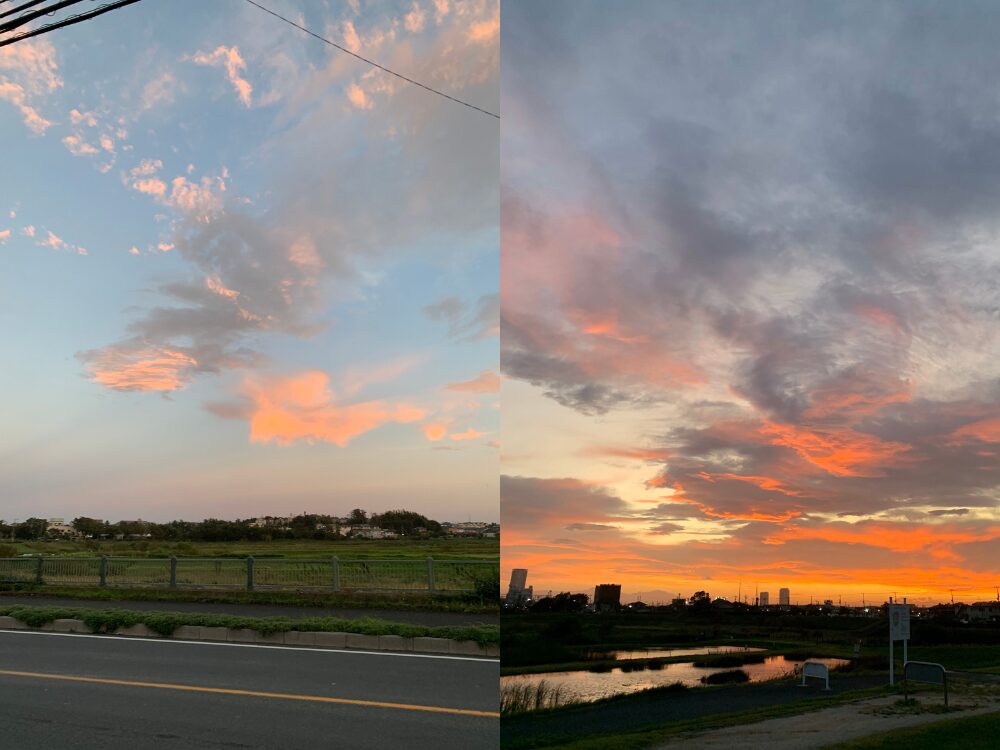 調節池緑地の夕焼け
