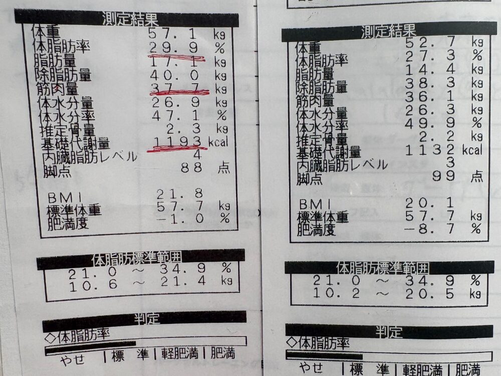 実際の変化